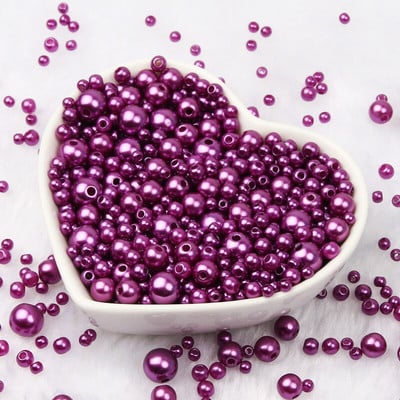 Jauktas 3/4/5/6/8 mm krāsas akrila pērļu krelles apaļas, vaļīgas imitācijas pērles rokdarbiem Rotaslietas Rokassprādzes Izgatavošana Amatniecība