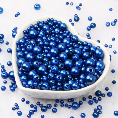 Jauktas 3/4/5/6/8 mm krāsas akrila pērļu krelles apaļas, vaļīgas imitācijas pērles rokdarbiem Rotaslietas Rokassprādzes Izgatavošana Amatniecība