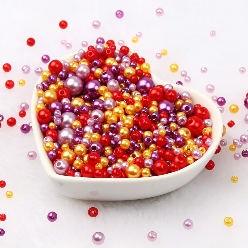 Jauktas 3/4/5/6/8 mm krāsas akrila pērļu krelles apaļas, vaļīgas imitācijas pērles rokdarbiem Rotaslietas Rokassprādzes Izgatavošana Amatniecība