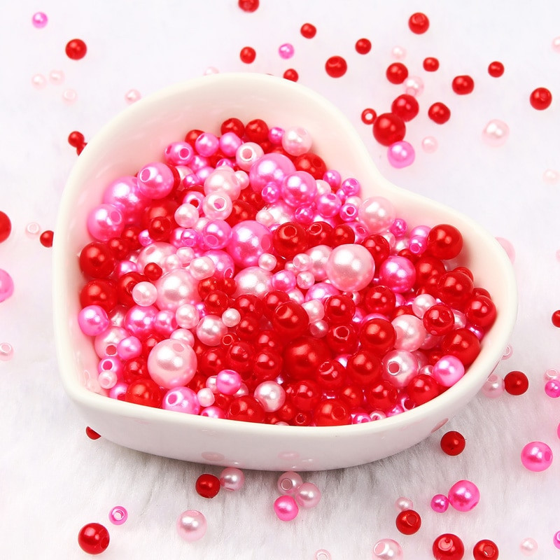 Jauktas 3/4/5/6/8 mm krāsas akrila pērļu krelles apaļas, vaļīgas imitācijas pērles rokdarbiem Rotaslietas Rokassprādzes Izgatavošana Amatniecība