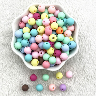 8mm 10mm στρογγυλές ακρυλικές ματ χάντρες Loose spacer beads for jewelry Making DIY Handmade Clothing αξεσουάρ