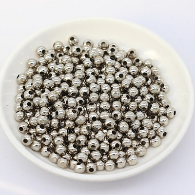 200 бр./лот Метални кръгли мъниста Гладка топка Свободни дистанционни мъниста за изработка на бижута Направи си сам Гривни Талисмани Аксесоари за бижута 2-8 mm