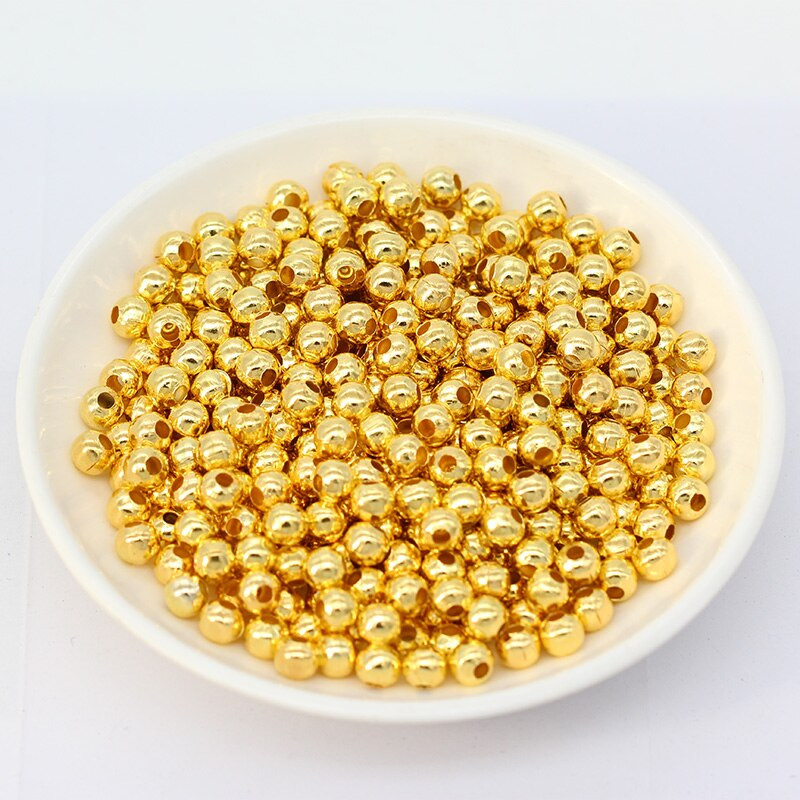 200 бр./лот Метални кръгли мъниста Гладка топка Свободни дистанционни мъниста за изработка на бижута Направи си сам Гривни Талисмани Аксесоари за бижута 2-8 mm