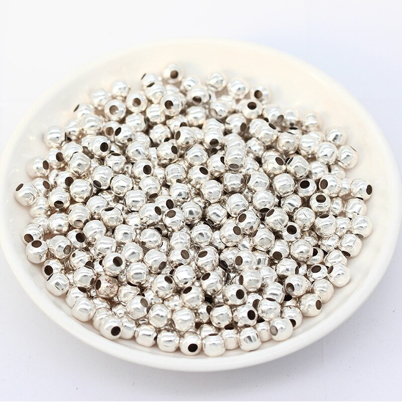 200 бр./лот Метални кръгли мъниста Гладка топка Свободни дистанционни мъниста за изработка на бижута Направи си сам Гривни Талисмани Аксесоари за бижута 2-8 mm