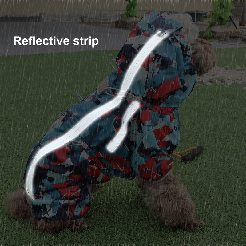 Neperšlampamas šunų lietpaltis, atspindintis kamufliažinis naminių gyvūnėlių šuniukų striukė nuo lietaus Drabužiai nuo lietaus šunų pončo drabužiai mažiems vidutinio dydžio šunims