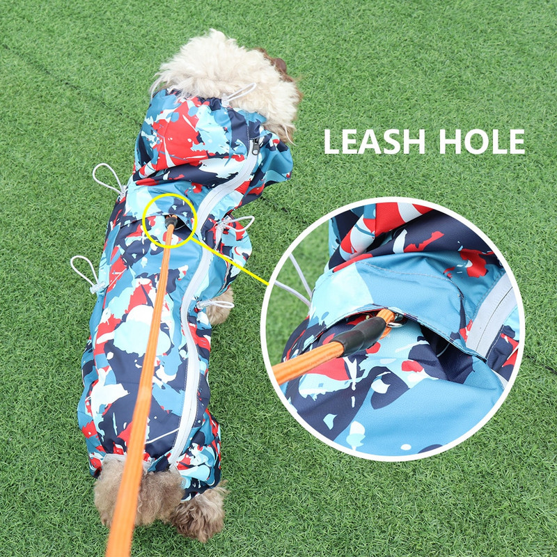 Neperšlampamas šunų lietpaltis, atspindintis kamufliažinis naminių gyvūnėlių šuniukų striukė nuo lietaus Drabužiai nuo lietaus šunų pončo drabužiai mažiems vidutinio dydžio šunims