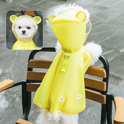 Pelernă de ploaie pentru câini, cu glugă, pentru cățeluș mic până la mare, haină 100% impermeabilă, jachetă drăguță pentru îmbrăcăminte de ploaie, în aer liber, respirabilă