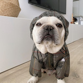 Veekindlad koerariided Ruuduline koera vihmamantel õues kutsikale mõeldud kapuutsiga jope väikesele keskmisele koerale prantsuse buldogi Yorkshire`i vihmamantel