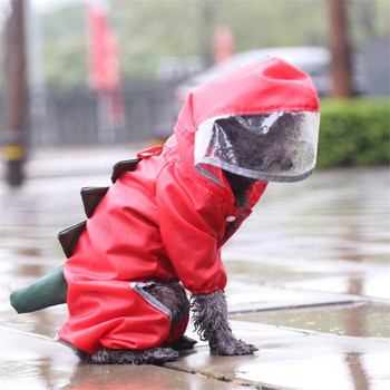 Αδιάβροχο σκυλί σε σχήμα Dinosaur Αδιάβροχη φόρμα για κατοικίδια για μικρά σκυλιά Τσιουάουα Ολόσωμες φόρμες αδιάβροχης βροχής για κουτάβι Ρούχα για κουτάβι
