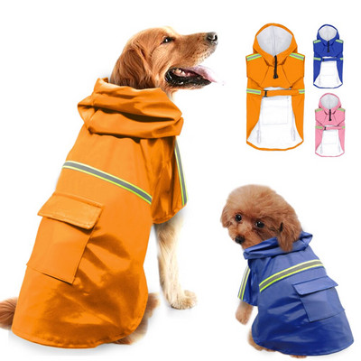 Дъждобран за кучета Водоустойчиво кучешко палто Отразяващо куче Дъждобран Дрехи за малки, средни големи кучета Лабрадор S-5XL 3 цвята
