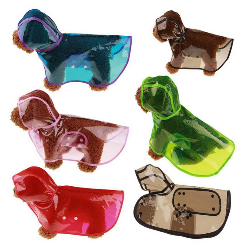 Naminio šuns katės lietpaltis Striukė nuo lietaus Neperšlampama permatomos sagos su gobtuvu Šunų drabužių striukė