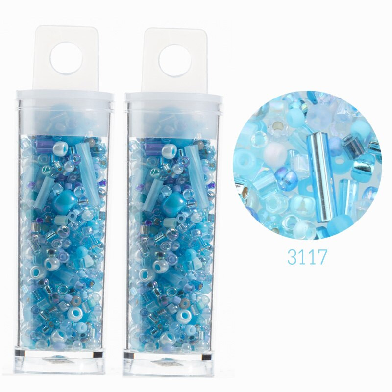 „Miyuki“ mišiniai karoliukai Japonijos stiklo perlai Didmeninė prekyba apvaliomis sruogomis, mišrios atsitiktinio dydžio ir spalvų adatos, pritaikyti asmeniniam vartojimui 20 gramų / partijoje