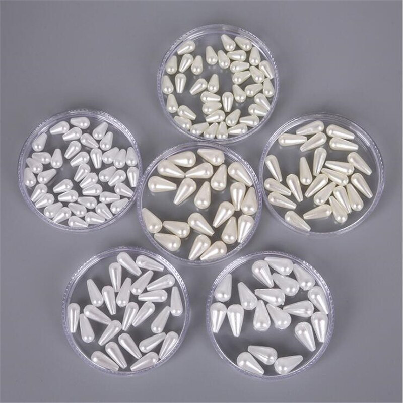 100tk 6*10mm 6*14mm 8*15mm veepiisk ümmargune valge pärli imitatsioon plastikust ABS helmed riidekottide jaoks kingad lahtised pärlid isetegemine