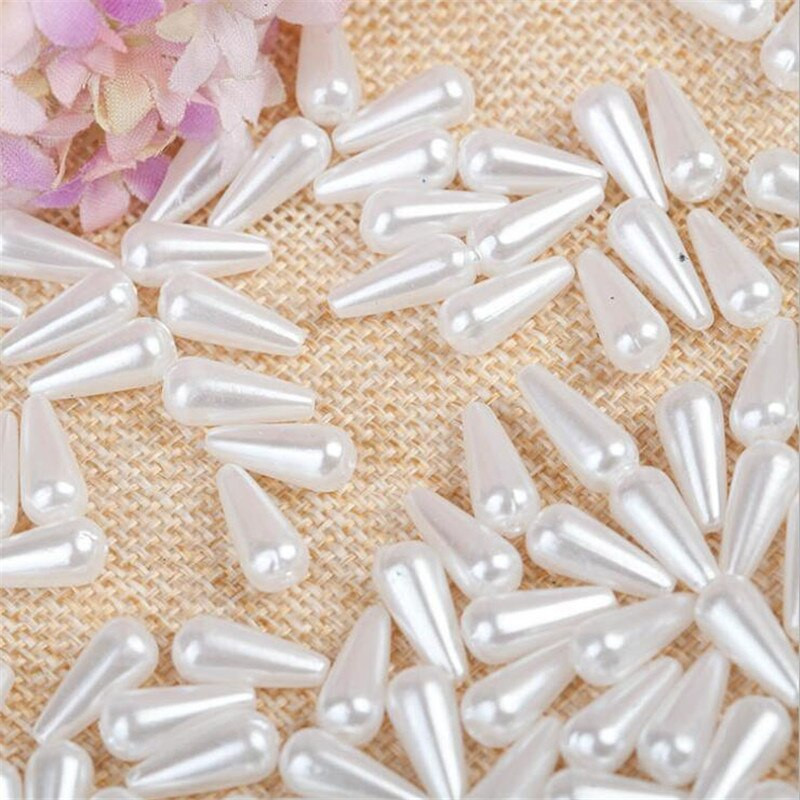 100tk 6*10mm 6*14mm 8*15mm veepiisk ümmargune valge pärli imitatsioon plastikust ABS helmed riidekottide jaoks kingad lahtised pärlid isetegemine