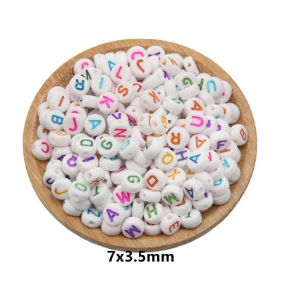 100 ks akrylových korálok, okrúhle ploché abecedné digitálne kocky, voľné dištančné korálky na ozdobné oblečenie, materiály na výrobu náramkov.