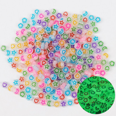 4x7mm 100 buc. Mărgele acrilice luminoase strălucesc în noapte. Mărgele distanțiere de căldură, realizate manual pentru brățară, colier, accesorii bricolaj