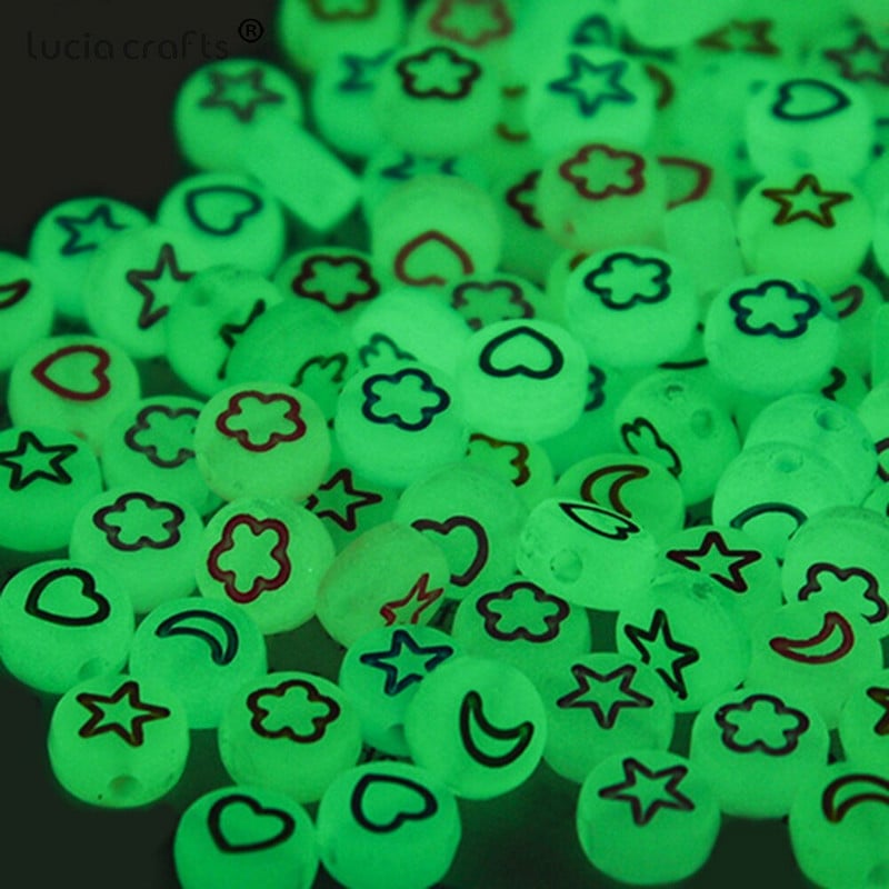 4x7mm 100 buc. Mărgele acrilice luminoase strălucesc în noapte. Mărgele distanțiere de căldură, realizate manual pentru brățară, colier, accesorii bricolaj