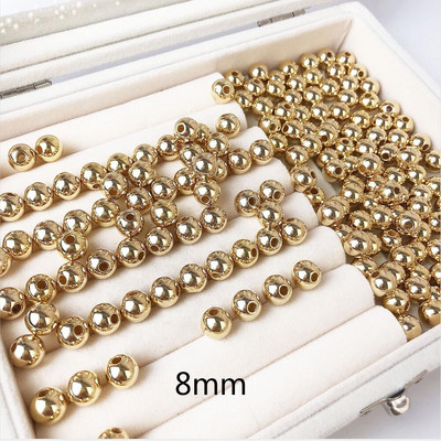 auksiniai perlų karoliukai be/su skylute, 3-30 mm dideli aukštos kokybės pilvo raumenys vestuvių dekoravimui, papuošalai „pasidaryk pats“ auksiniai karoliukai apvalūs