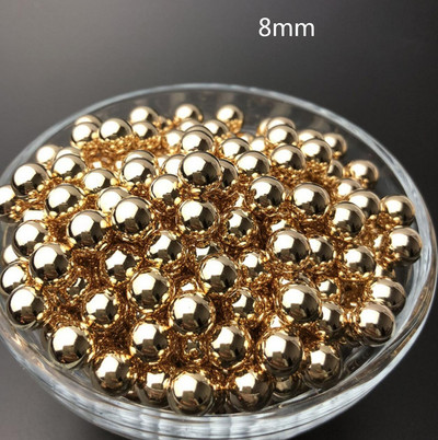 auksiniai perlų karoliukai be/su skylute, 3-30 mm dideli aukštos kokybės pilvo raumenys vestuvių dekoravimui, papuošalai „pasidaryk pats“ auksiniai karoliukai apvalūs