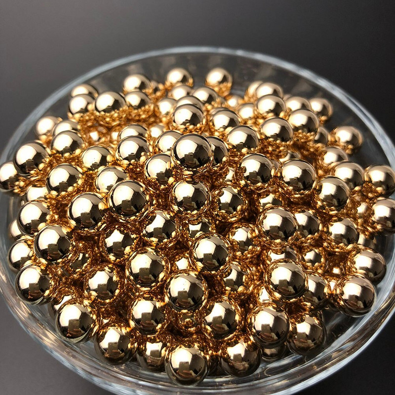 auksiniai perlų karoliukai be/su skylute, 3-30 mm dideli aukštos kokybės pilvo raumenys vestuvių dekoravimui, papuošalai „pasidaryk pats“ auksiniai karoliukai apvalūs