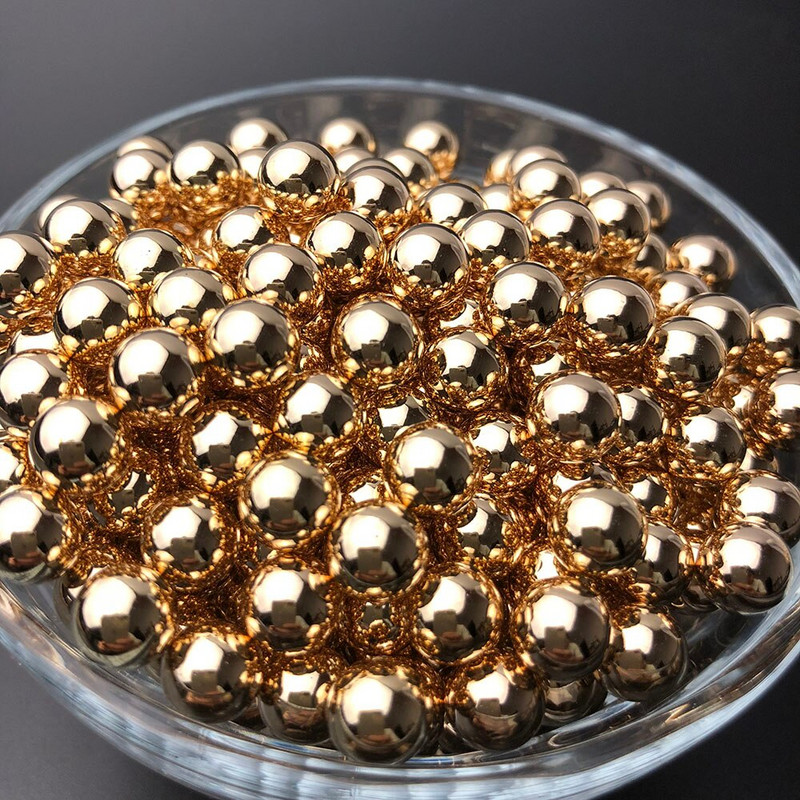 auksiniai perlų karoliukai be/su skylute, 3-30 mm dideli aukštos kokybės pilvo raumenys vestuvių dekoravimui, papuošalai „pasidaryk pats“ auksiniai karoliukai apvalūs