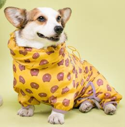 Lemmikloomade rõivad Veekindel kõikehõlmav koerte vihmamantel, mis sobib väikestele keskmistele koertele Neljajalgsete kapuutsiga Corgi puudlikoera vihmamantel