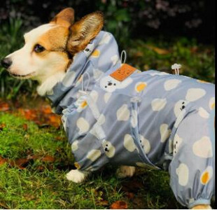 Lemmikloomade rõivad Veekindel kõikehõlmav koerte vihmamantel, mis sobib väikestele keskmistele koertele Neljajalgsete kapuutsiga Corgi puudlikoera vihmamantel