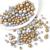 Mărgele distanțiere rotunde, 3-12mm, acrilice, mat, auriu/argintiu, de înaltă calitate, pentru decorarea albumelor de însemnări, realizarea de meserii