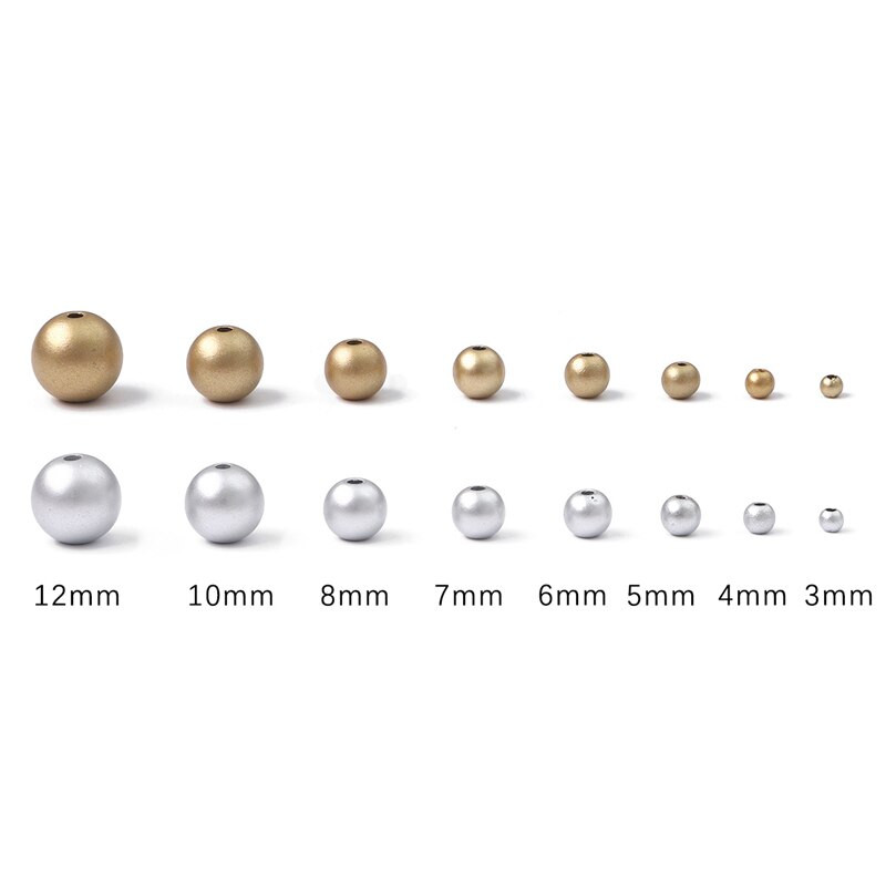 Mărgele distanțiere rotunde, 3-12mm, acrilice, mat, auriu/argintiu, de înaltă calitate, pentru decorarea albumelor de însemnări, realizarea de meserii