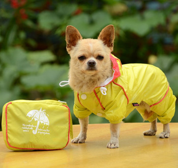 Дъждобран за кучета Яке за домашни любимци Кученца Външни дрехи Водоустойчив дъждобран с качулка