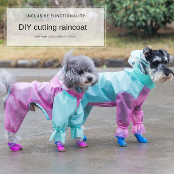 Моден дъждобран за кучета All inclusive Водоустойчиво домашно куче Четирикраки дъждобран Малки кученца Дъждо палто Костюми за кучета шнауцер