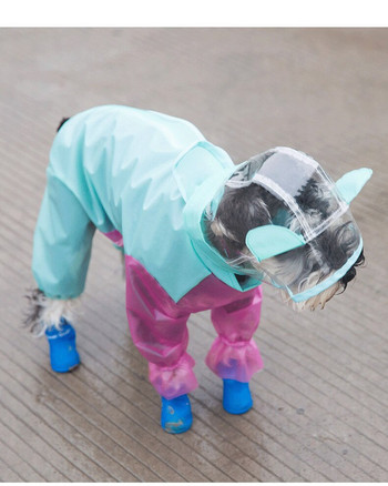 Fashion Dog Rain Coat All-inclusive Αδιάβροχο Pet Dog Τετράποδο Αδιάβροχο Μικρά κουτάβια Raining Coat Schnauzer κοστούμια σκυλιών