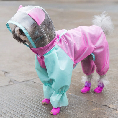 Fashion Dog Rain Coat All-inclusive Αδιάβροχο Pet Dog Τετράποδο Αδιάβροχο Μικρά κουτάβια Raining Coat Schnauzer κοστούμια σκυλιών