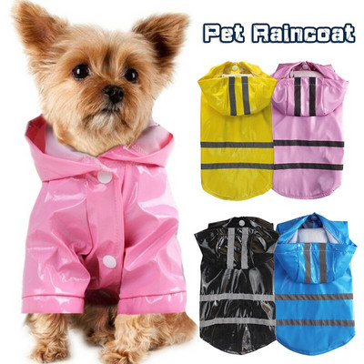 Pet Cat Dog Pu Raincoat Hooded Reflective Puppy Pets Rain Coat Водоустойчиво яке за кучета Наметало Костюми Дрехи Кучета Консумативи