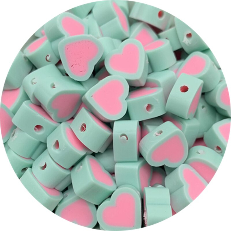 30 tk/partii 10 mm segatud värvid LOVE Shape Shape spacer helmed Polümeer savihelmed ehete valmistamiseks DIY käsitsi valmistatud tarvikud