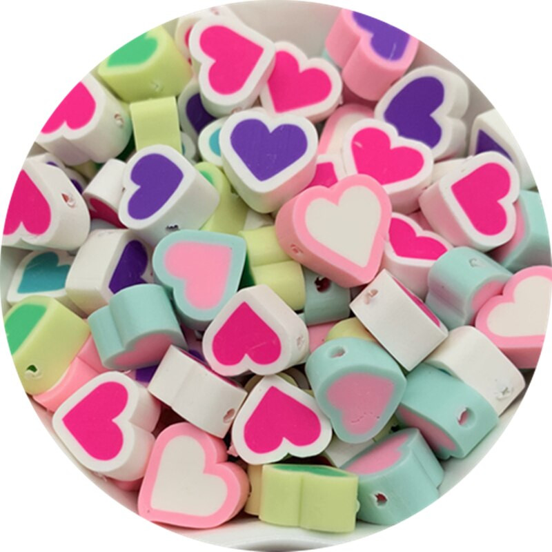 30 tk/partii 10 mm segatud värvid LOVE Shape Shape spacer helmed Polümeer savihelmed ehete valmistamiseks DIY käsitsi valmistatud tarvikud