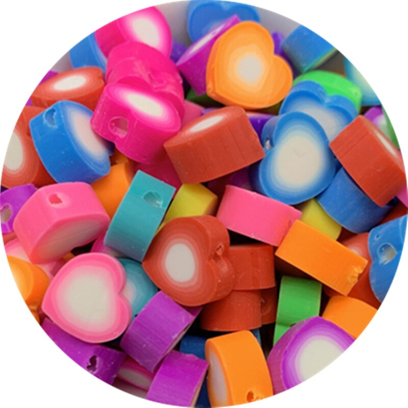 30 tk/partii 10 mm segatud värvid LOVE Shape Shape spacer helmed Polümeer savihelmed ehete valmistamiseks DIY käsitsi valmistatud tarvikud