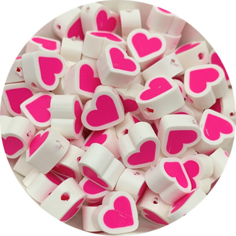 30 tk/partii 10 mm segatud värvid LOVE Shape Shape spacer helmed Polümeer savihelmed ehete valmistamiseks DIY käsitsi valmistatud tarvikud