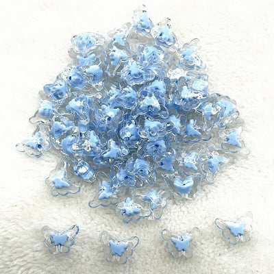 30 ks 15 mm matné/priehľadné/AB farebné akrylové motýlie korálky voľné dištančné korálky na výrobu šperkov, DIY príslušenstvo