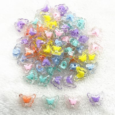 30 ks 15 mm matné/priehľadné/AB farebné akrylové motýlie korálky voľné dištančné korálky na výrobu šperkov, DIY príslušenstvo