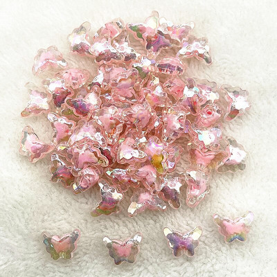 30 ks 15 mm matné/priehľadné/AB farebné akrylové motýlie korálky voľné dištančné korálky na výrobu šperkov, DIY príslušenstvo