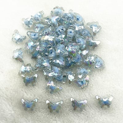 30 ks 15 mm matné/priehľadné/AB farebné akrylové motýlie korálky voľné dištančné korálky na výrobu šperkov, DIY príslušenstvo