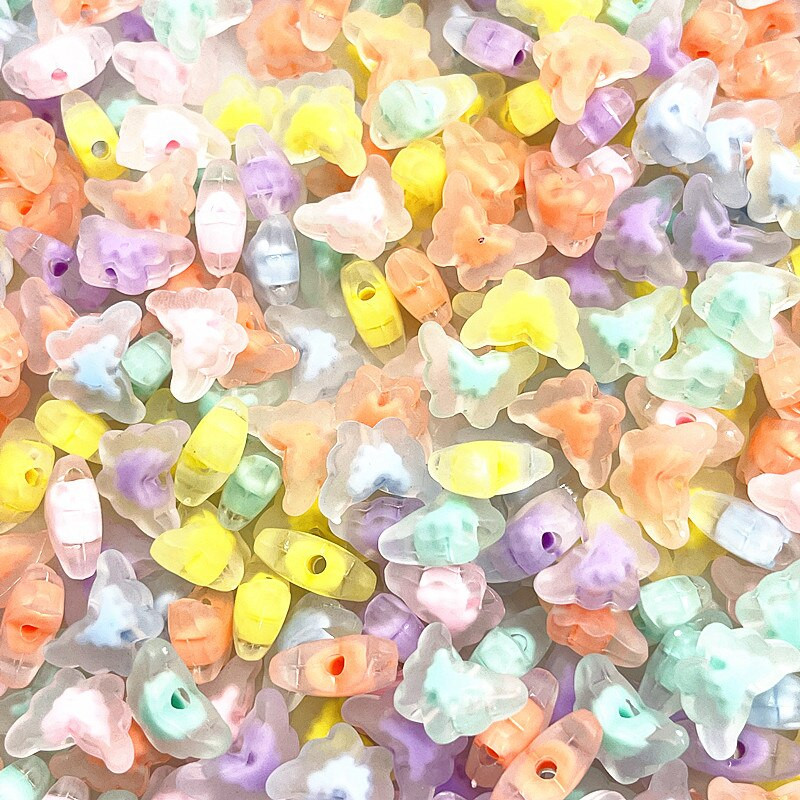 30 ks 15 mm matné/priehľadné/AB farebné akrylové motýlie korálky voľné dištančné korálky na výrobu šperkov, DIY príslušenstvo