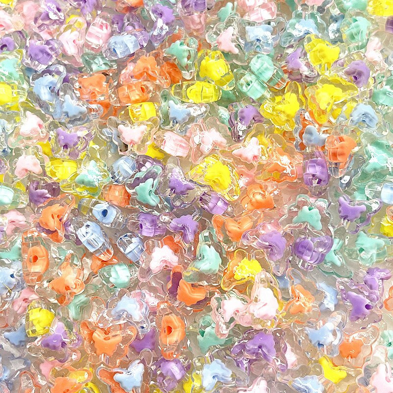 30 ks 15 mm matné/priehľadné/AB farebné akrylové motýlie korálky voľné dištančné korálky na výrobu šperkov, DIY príslušenstvo