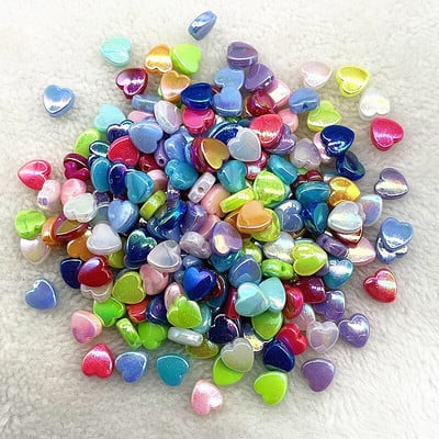 50 ks 8 mm AB farebné akrylové korálky v tvare srdca voľné dištančné korálky na výrobu šperkov, DIY odevných doplnkov