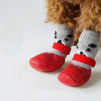 Puppy Dog Teddy Socks Водоустойчиви котешки обувки Покривало за крака против надраскване Анти-мръсни чорапи за домашни любимци Малки котки Кучета Плетени топли чорапи