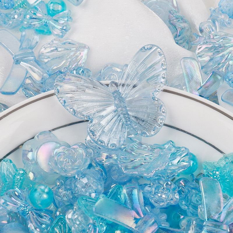 3-štýlové akrylové motýľové kvetinové voľné korálky s mašľou pre DIY ručne vyrábané retiazky na telefón náramky šperky príslušenstvo V0840