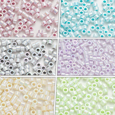 2MM 10/20/30 γραμμάρια Χονδρική Ιαπωνική Generic Miyuki Delica Beads Opaque Solid With AB Diy Sewing Accessories 1200pcs/Tube