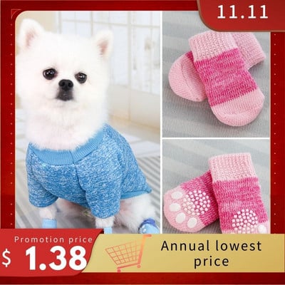 Lovely Warm Dog Shoes Soft Puppy Pet Knits Socks Cute Cartoon Anti Slip Skid Socks For Small Dogs Products S/M/L Puppy Dog Socks
