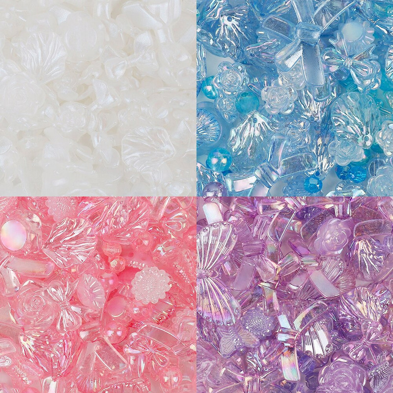 3 στυλ ακρυλικό λουλούδι πεταλούδα φιόγκο Χαλαρές χάντρες για DIY χειροποίητο βραχιόλι με αλυσίδα τηλεφώνου Αξεσουάρ κατασκευής κοσμημάτων V0840